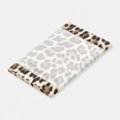 Romige bruine zwarte luipaard print post-it® notes (Schuin)