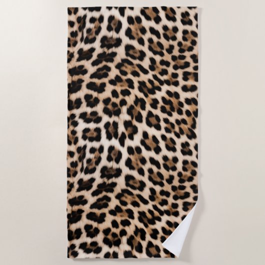 Romige bruine zwarte luipaard strandlaken (Voorkant)