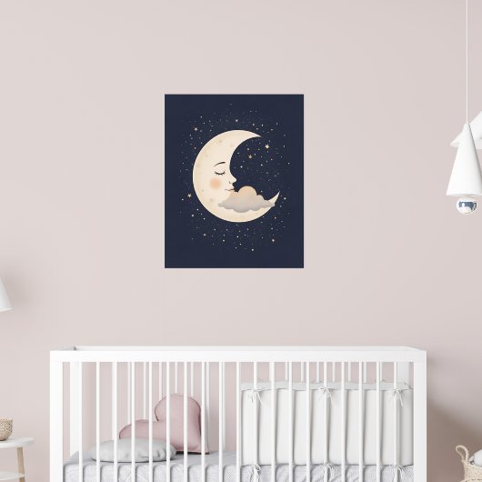 Romige Crescent Moon Nursery Art Poster (Kinderkamer 2)
