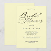 Romige Gele Bruids Douche Uitnodiging (Voorkant / Achterkant)