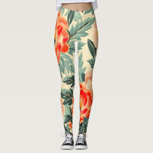 Romige perzik bloesem Waterverf Leggings
