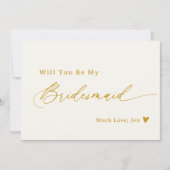 Romige witte gouden script bruidsmeisje voorstel K Kaart (Voorkant)