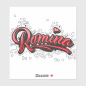 Romina red Heart Graffiti Autocollants (Feuille)