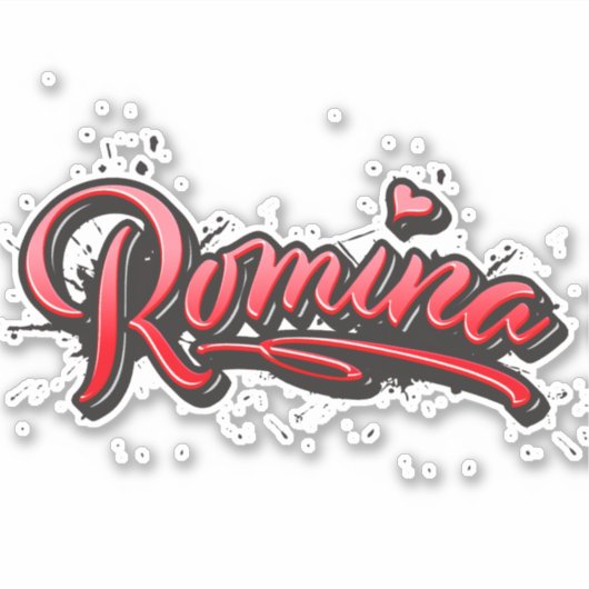 Romina red Heart Graffiti Autocollants (Devant)