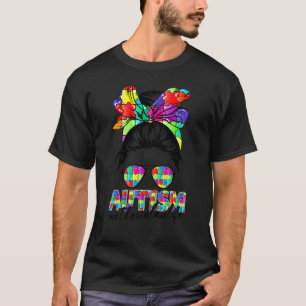 Rommelige Bun Bandana Schoonmoeder Vrouwen Autisme T-shirt