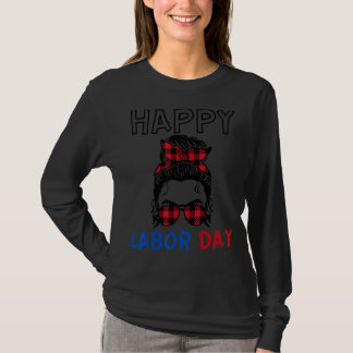 Rommelige Bun Buffalo Plaid Gelukkige Dag van de A T-shirt