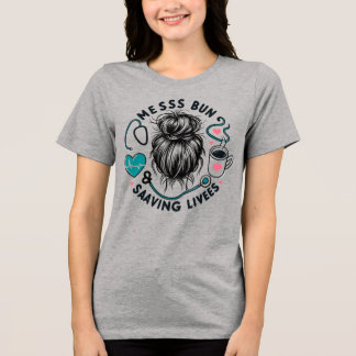 Rommelige Knot Redt Levens Gezondheidswerker Moede Tri-Blend Shirt