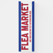 Rommelmarkt bord rood en blauw met aangepaste teks spandoek (Verticaal)