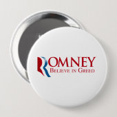 Romney - Geloof in Greed Ronde Button 4,0 Cm (Voorkant /achterkant)