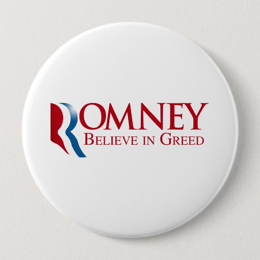Romney - Geloof in Greed Ronde Button 4,0 Cm (Voorkant)