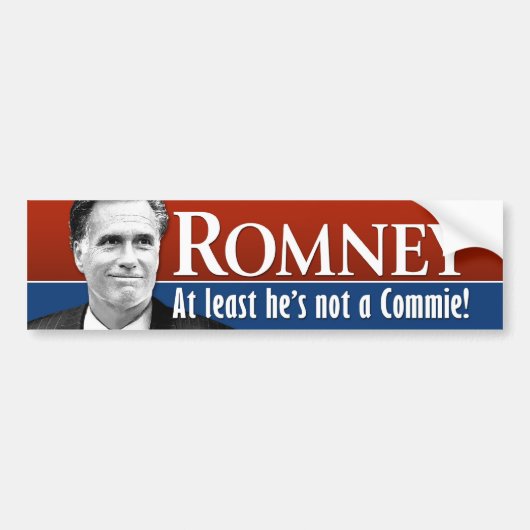 Romney - Hij is tenminste geen commie Bumpersticker (Voorkant)