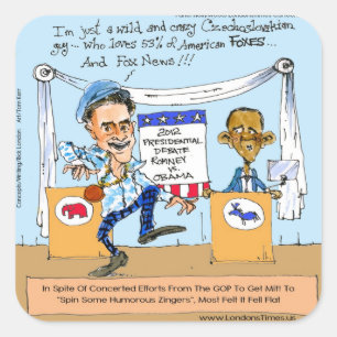 Romney probeert het met eenprakkers op Obama Funny Vierkante Sticker