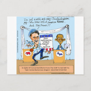 Romney probeert het met eenzijders op Obama Funny Briefkaart