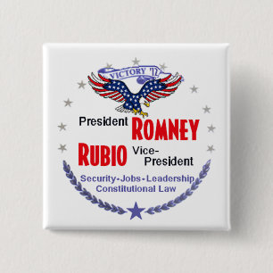 Romney Rubio Vierkante Button 5,1 Cm
