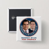Romney-Ryan 2012 Square Campaign Button (Voorkant /achterkant)