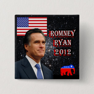 Romney-Ryan 2012 Vierkante Button 5,1 Cm