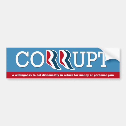Romney & Ryan - Corrupt Bumpersticker (Voorkant)