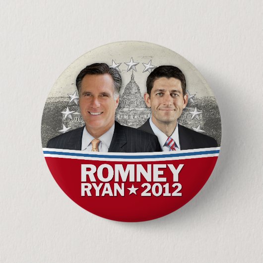Romney Ryan - Jugate met  Witte Huis Ronde Button 5,7 Cm (Voorkant)