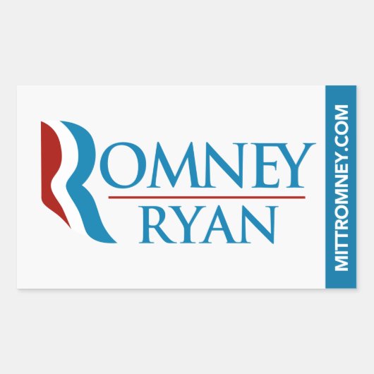 Romney Ryan Logo Sticker Rechthoek Wit (Voorkant)