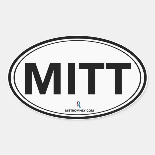 Romney Ryan Mitt Oval Sticker (wit/zwart) (Voorkant)