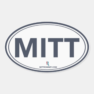 Romney Ryan Mitt ovale Sticker (wit / donkerblauw)