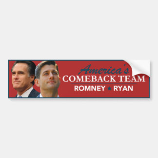 Romney Ryan Portrait America's Comeback Team Red Bumpersticker