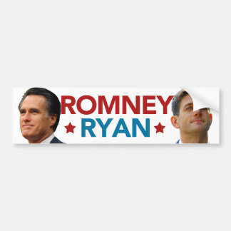 Romney Ryan Portrait Bumpersticker (Wit)