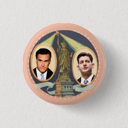 Romney Ryan Retro Ronde Button 3,2 Cm (Voorkant)