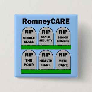 RomneyCARE Vierkante Button 5,1 Cm