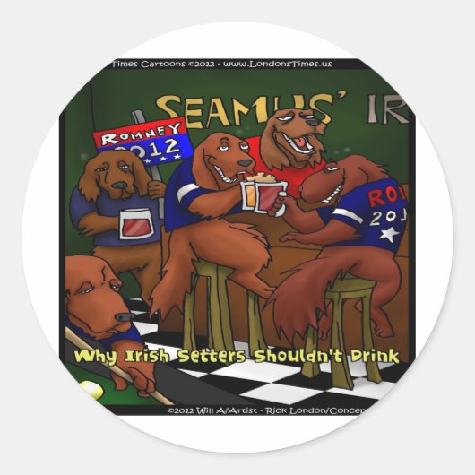 Romney's Ierse setters Grappige Stickers (Voorkant)