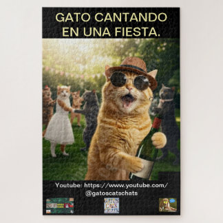 ROMPECABEZA DE GATO CANTANDO EN UNA FIESTA LEGPUZZEL