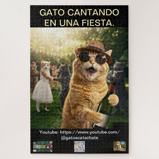 ROMPECABEZA DE GATO CANTANDO EN UNA FIESTA LEGPUZZEL (Verticaal)