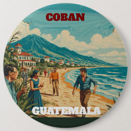 Rompecabezas GUATEMALA COBAN Retro poster Ronde Button 6,0 Cm