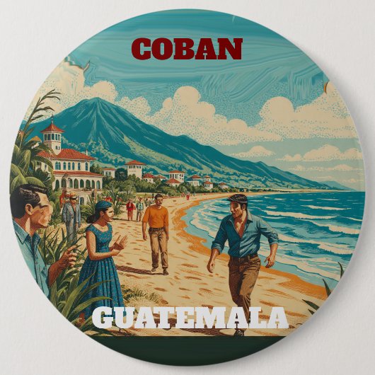 Rompecabezas  GUATEMALA COBAN Retro poster Ronde Button 6,0 Cm (Voorkant)