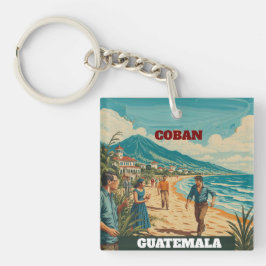 Rompecabezas GUATEMALA COBAN Retro poster Sleutelhanger