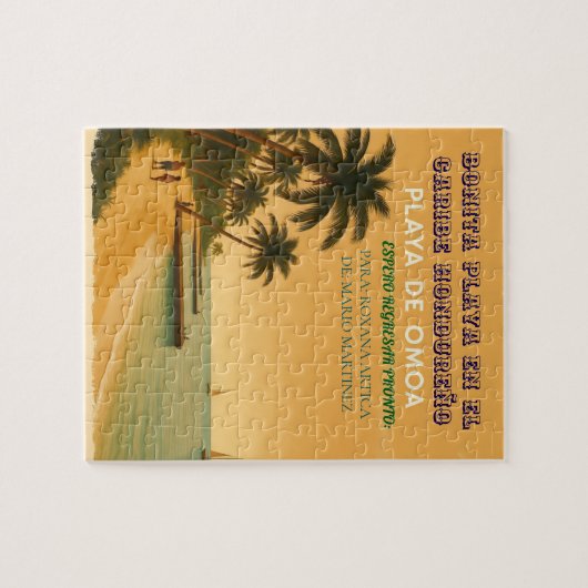 Rompecabezas Honduras Playa Omoa Retro poster Legpuzzel (Horizontaal)