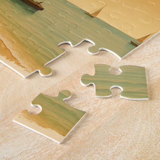 Rompecabezas Honduras Playa Omoa Retro poster Legpuzzel (Zijkant)