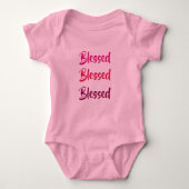 Romper "Blessed x3" roze. (Voorkant)