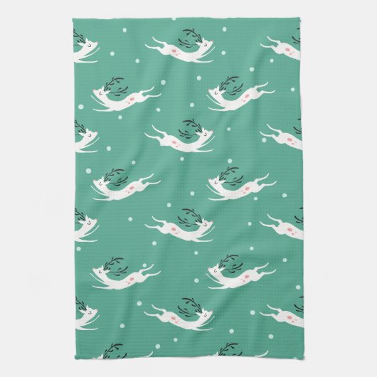 Rompin' Reindeer Pattern Theedoek (Verticaal)
