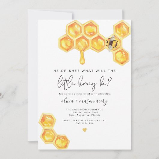 ROMY Minimale Rustic Little Honey Bee Gender onthu Kaart (Voorkant)