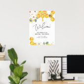 ROMY Rustic Witte Bloemstuk Hommel Bruidsfeest Poster (Thuiskantoor)