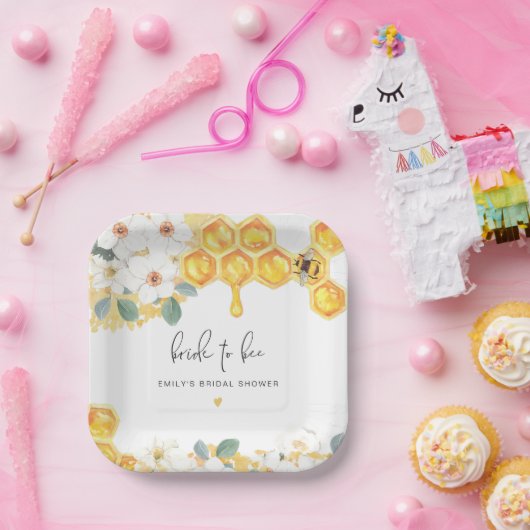 ROMY rustieke Bumble Bijen Bloemen Vrijgezellenfee Papieren Bordje (Feest)