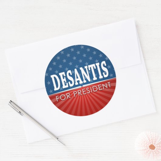 Ron DeSantis 2024 - sterren en strepen design Ronde Sticker (Envelop)