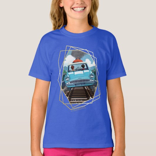 Ron & HARRY POTTER™ in vliegende auto naar HOGWART T-shirt (Voorkant)
