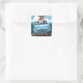 Ron & HARRY POTTER™ in vliegende auto naar HOGWART Vierkante Sticker (Tas)