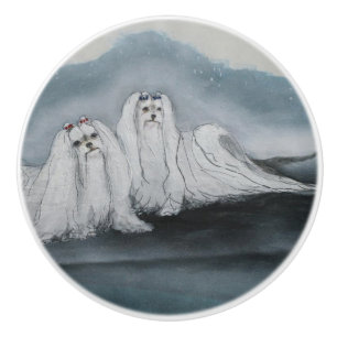 Ron Hevener Maltese Dog Keramische Knop
