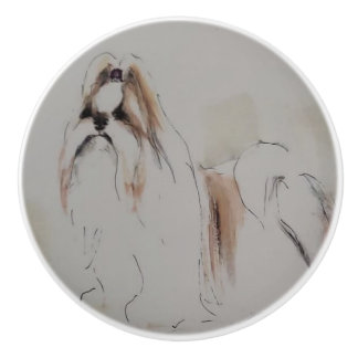 Ron Hevener Shih-Tzu Keramische Knop