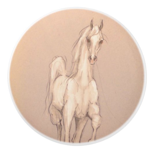 Ron Hevener White Stallion Keramische Knop (Voorkant)