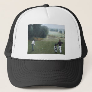 Ron McGill Golfing Oil Painting 1 Trucker Pet