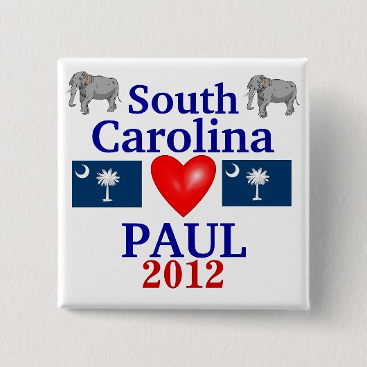 Ron Paul 2012 South Carolina Vierkante Button 5,1 Cm (Voorkant)